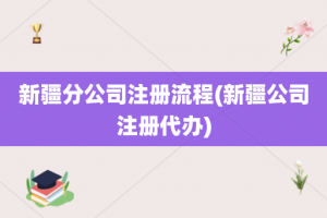 新疆分公司注册流程(新疆公司注册代办)