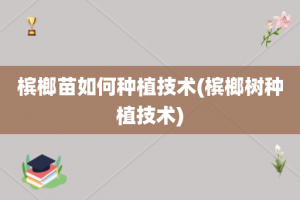 槟榔苗如何种植技术(槟榔树种植技术)
