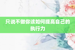 只说不做你该如何提高自己的执行力