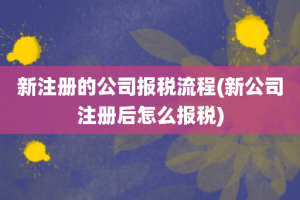 新注册的公司报税流程(新公司注册后怎么报税)