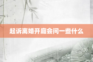 起诉离婚开庭会问一些什么