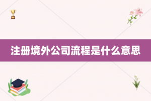 注册境外公司流程是什么意思