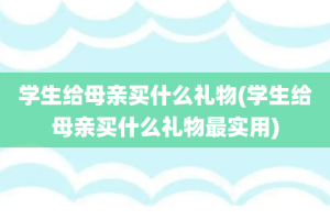 学生给母亲买什么礼物(学生给母亲买什么礼物最实用)