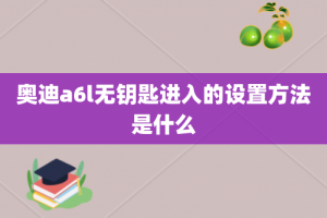 奥迪a6l无钥匙进入的设置方法是什么