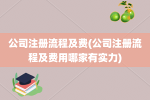 公司注册流程及费(公司注册流程及费用哪家有实力)