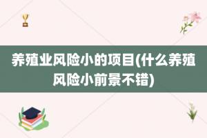养殖业风险小的项目(什么养殖风险小前景不错)