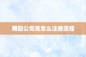 舞蹈公司是怎么注册流程