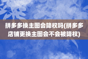 拼多多换主图会降权吗(拼多多店铺更换主图会不会被降权)