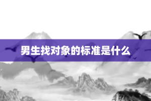 男生找对象的标准是什么