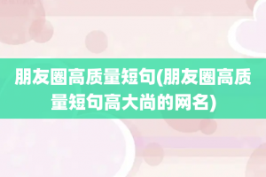 朋友圈高质量短句(朋友圈高质量短句高大尚的网名)