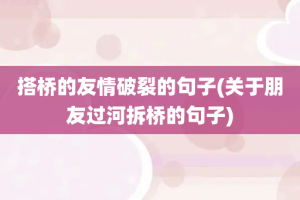 搭桥的友情破裂的句子(关于朋友过河拆桥的句子)