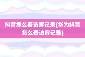 抖音怎么看访客记录(华为抖音怎么看访客记录)