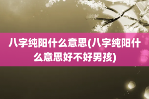 八字纯阳什么意思(八字纯阳什么意思好不好男孩)