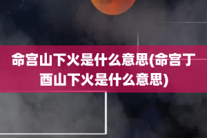 命宫山下火是什么意思(命宫丁酉山下火是什么意思)