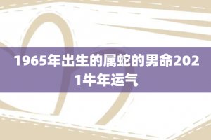 1965年出生的属蛇的男命2021牛年运气