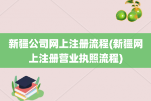 新疆公司网上注册流程(新疆网上注册营业执照流程)