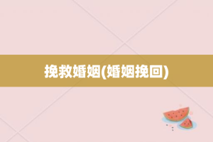 挽救婚姻(婚姻挽回)