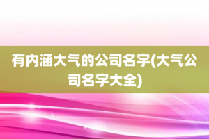 有内涵大气的公司名字(大气公司名字大全)