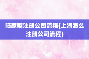 陆家嘴注册公司流程(上海怎么注册公司流程)