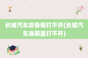 长城汽车后备箱打不开(长城汽车油箱盖打不开)