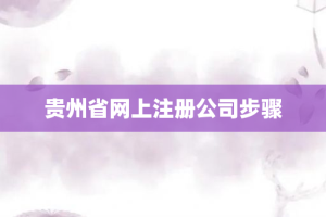贵州省网上注册公司步骤
