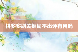 拼多多刷关键词不出评有用吗