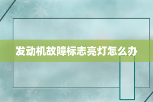 发动机故障标志亮灯怎么办