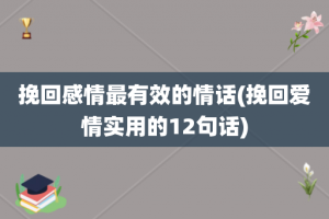 挽回感情最有效的情话(挽回爱情实用的12句话)