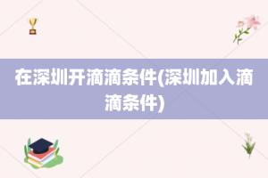 在深圳开滴滴条件(深圳加入滴滴条件)