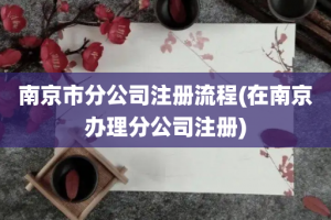 南京市分公司注册流程(在南京办理分公司注册)