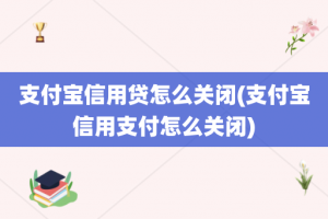 支付宝信用贷怎么关闭(支付宝信用支付怎么关闭)