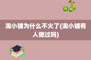 淘小铺为什么不火了(淘小铺有人做过吗)