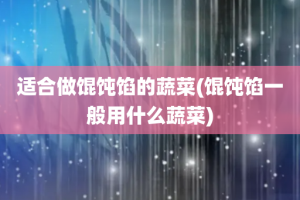 适合做馄饨馅的蔬菜(馄饨馅一般用什么蔬菜)