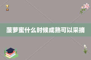 菠萝蜜什么时候成熟可以采摘
