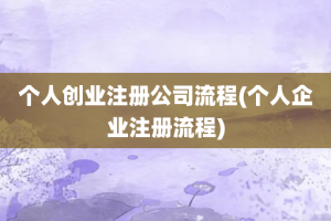 个人创业注册公司流程(个人企业注册流程)