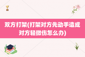 双方打架(打架对方先动手造成对方轻微伤怎么办)