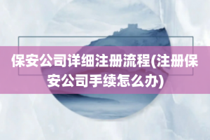 保安公司详细注册流程(注册保安公司手续怎么办)