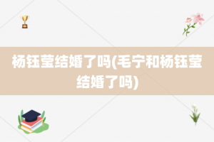 杨钰莹结婚了吗(毛宁和杨钰莹结婚了吗)