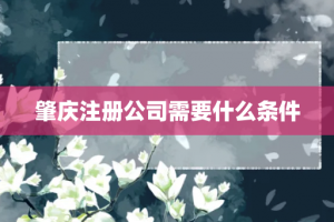 肇庆注册公司需要什么条件