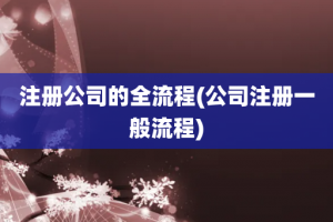 注册公司的全流程(公司注册一般流程)