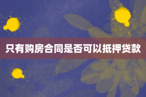 只有购房合同是否可以抵押贷款