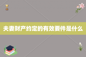 夫妻财产约定的有效要件是什么