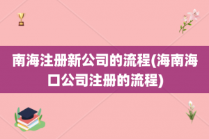 南海注册新公司的流程(海南海口公司注册的流程)