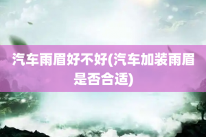 汽车雨眉好不好(汽车加装雨眉是否合适)