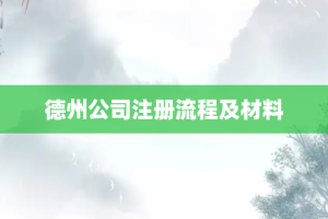 德州公司注册流程及材料