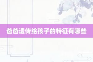 爸爸遗传给孩子的特征有哪些