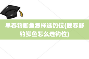 早春钓鲫鱼怎样选钓位(晚春野钓鲫鱼怎么选钓位)