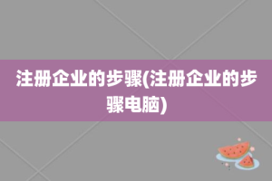注册企业的步骤(注册企业的步骤电脑)
