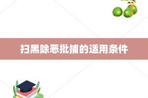 扫黑除恶批捕的适用条件