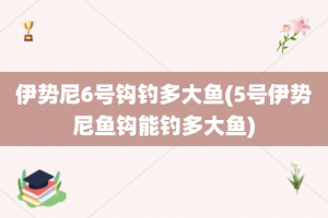 伊势尼6号钩钓多大鱼(5号伊势尼鱼钩能钓多大鱼)